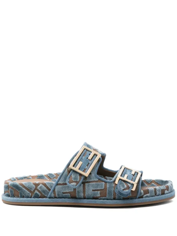 サンダル・ミュール FENDI Fendi Feel flat sandal FENDI フェンディ フィール サンダル | ブルー | FARFETCH JP