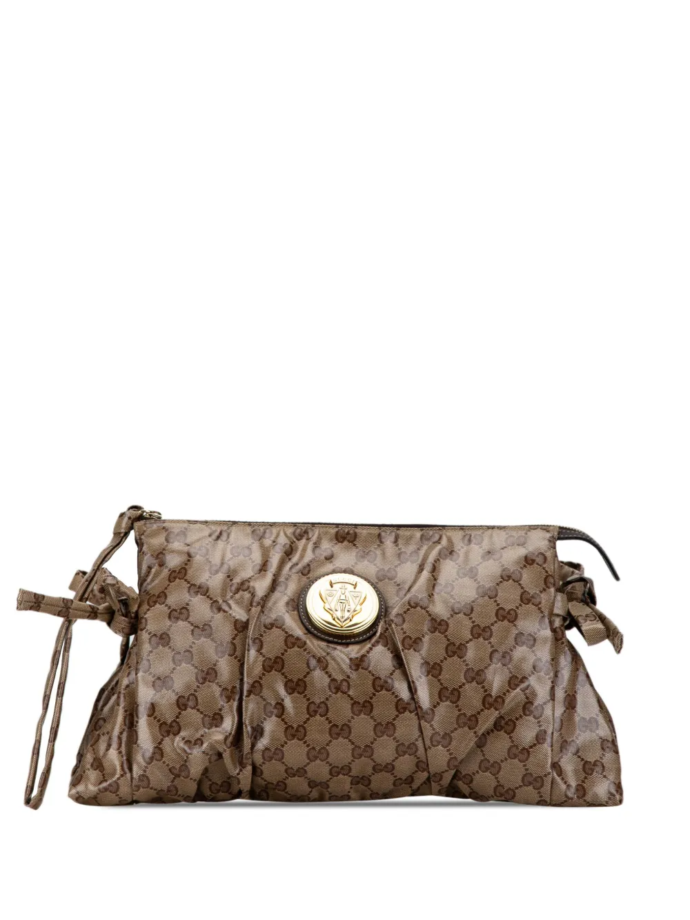 Gucci Pre Owned 2000 2015 GG Crystal Hysteria Zip Clutch Bag Brown FARFETCH PH