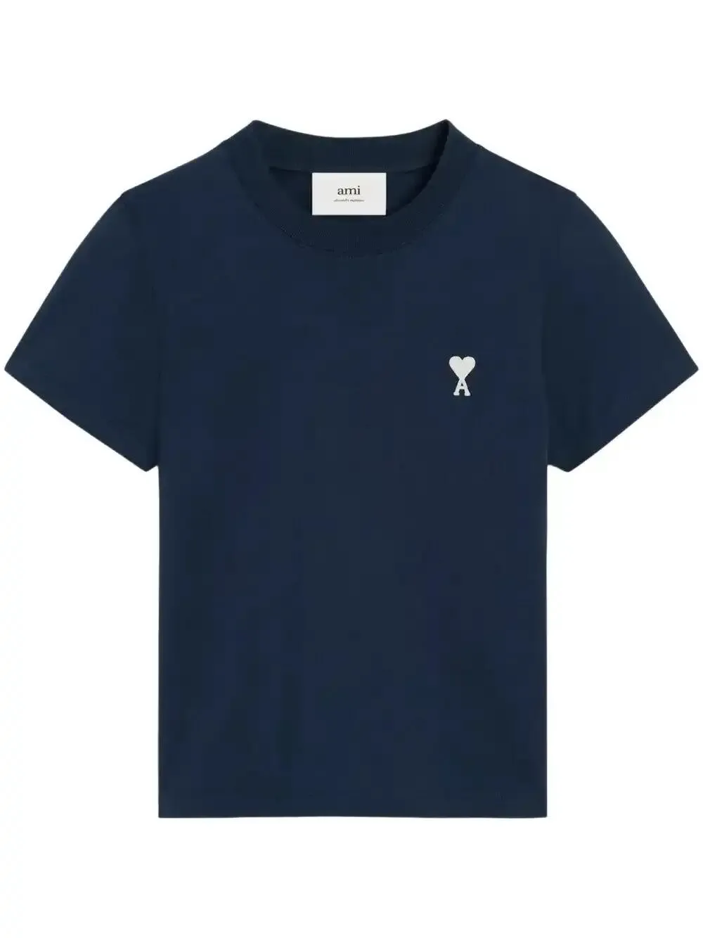 Ami Alexandre Mattiussi Navy Cotton Cropped T-shirt Blue In Blue