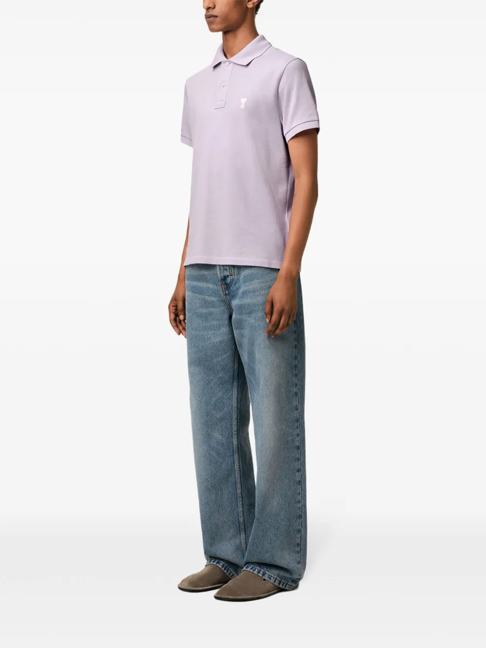 AMI Paris Poloshirt met logo Paars