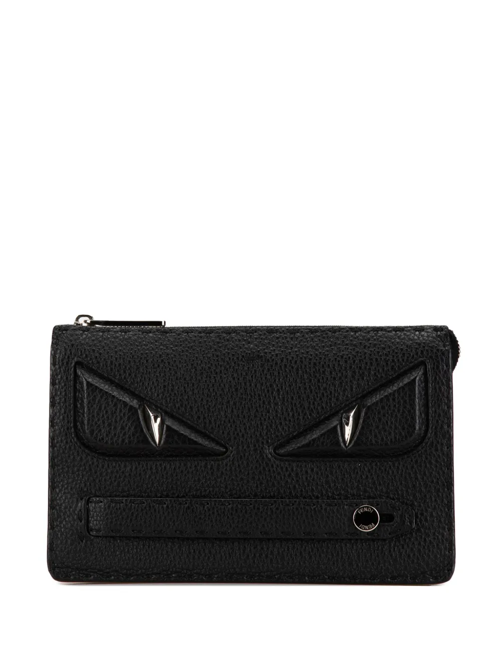 Fendi Pre-Owned 2018 Leather Selleria Monster clutch bag – Black