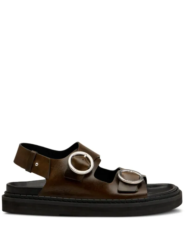 AMI Paris Fussbet Leather Sandals | Brown | FARFETCH