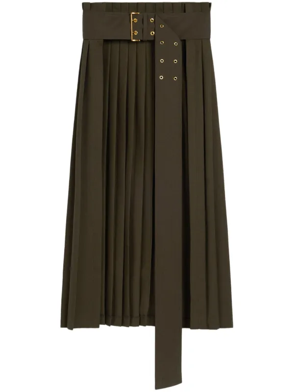 Ami Paris Pleated Skirt in Green