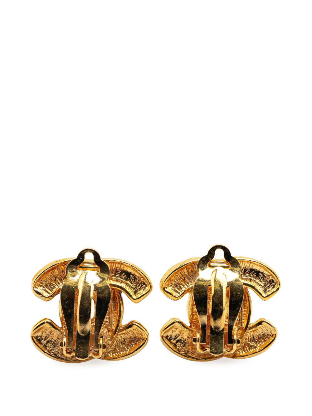 CHANEL Pre-Owned 1950-1970 Gold Plated CC Quilted Clip on costume earrings - Goud