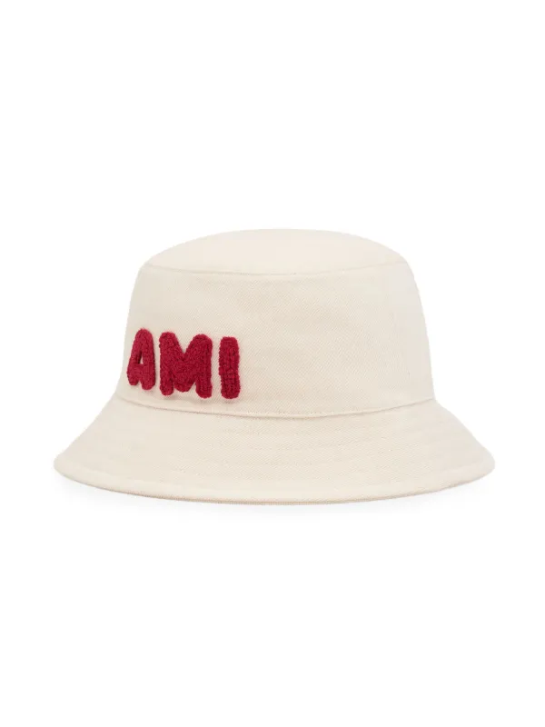 【amiparis】ホワイト バケットハット Ami De Coeur スタッズ バケットハット オフホワイト | AMI PARIS