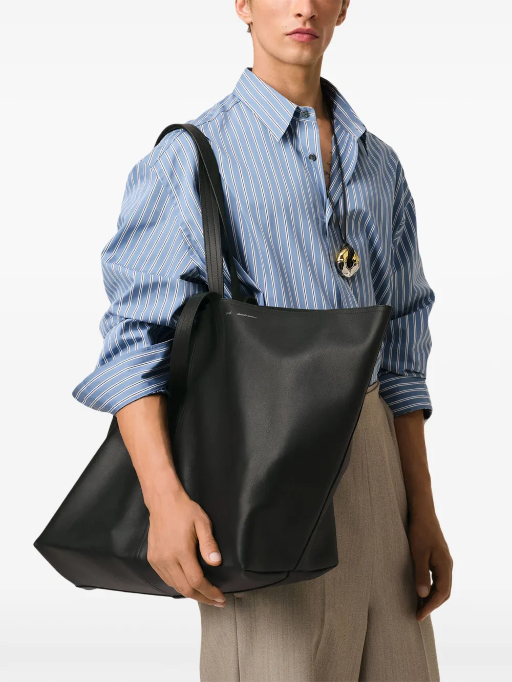 AMI Paris Maxi leren shopper Zwart