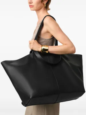 AMI Paris★ブラック ミディ マキシ レザー トートバッグ ブラック レザー ミディ マキシ トートバッグ ブラック | AMI PARIS