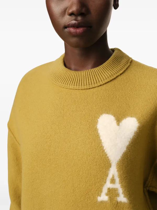 AMI Paris Ami De Coeur Sweater Yellow FARFETCH NZ