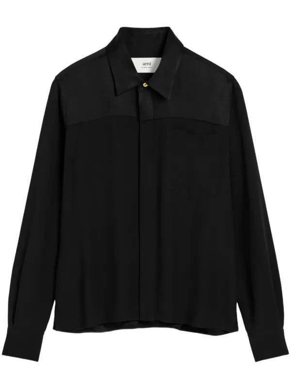 Ami Paris Long-sleeved Contrasted Shirt in Black