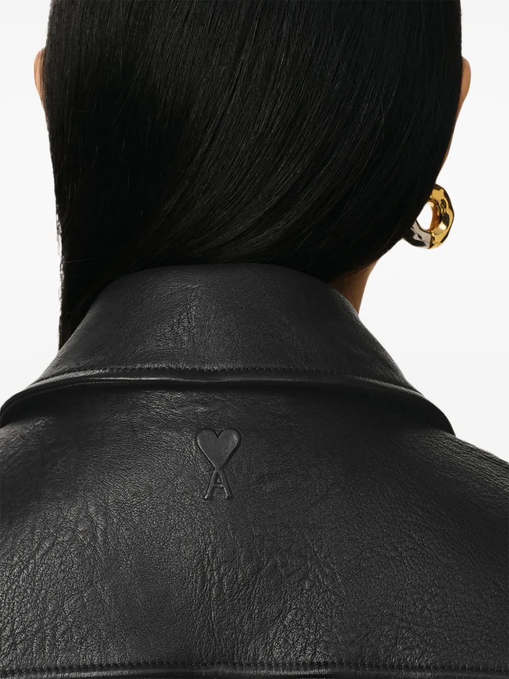 ★AMI PARIS★ Biker Leather Jacket Black FJK212LH0001001 AMI Paris Zipped Leather Jacket | Black | FARFETCH