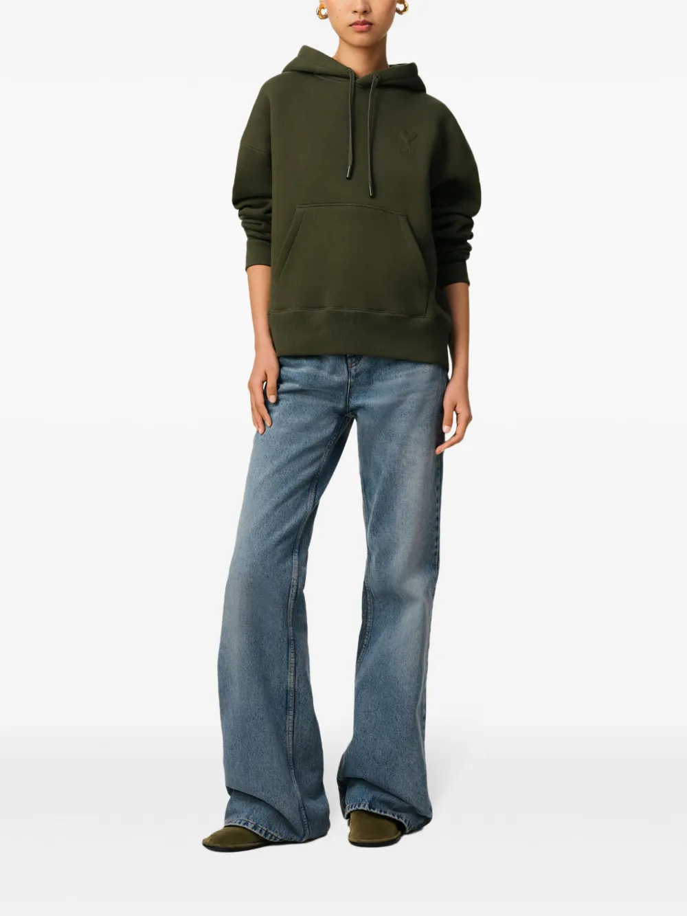 AMI Paris Hoodie met logo Groen