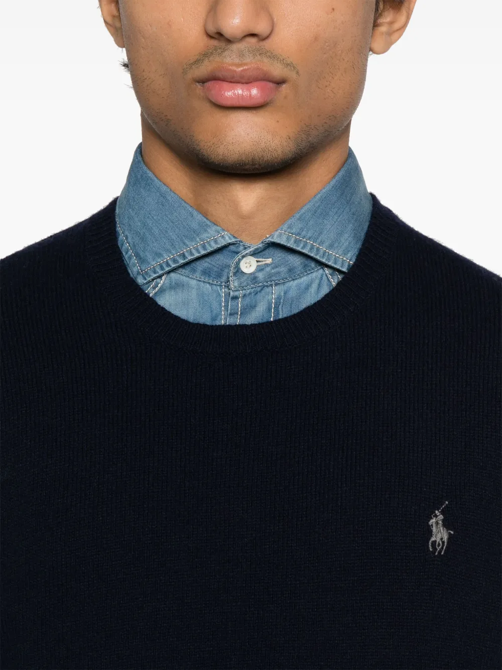 Shop Polo Ralph Lauren Polo Pony-embroidered Sweater In Blue
