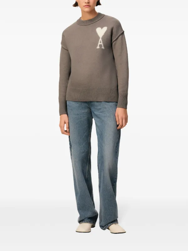 ★関税込★アミ★AMI★AMI de Coeur V-Neck Sweater Taupe★ ☆関税込☆アミ☆AMI☆AMI de Coeur V-Neck Sweater Taupe☆