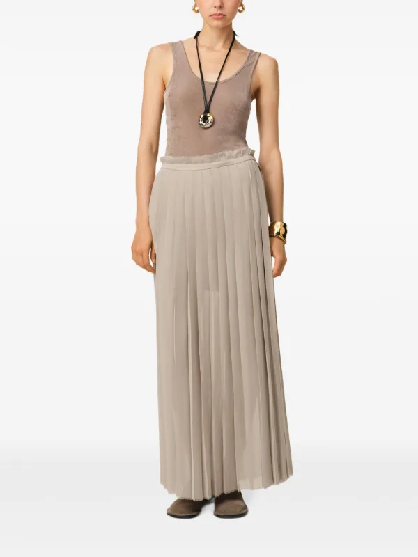 AMI Paris Pleated Skirt | Grey | FARFETCH AU