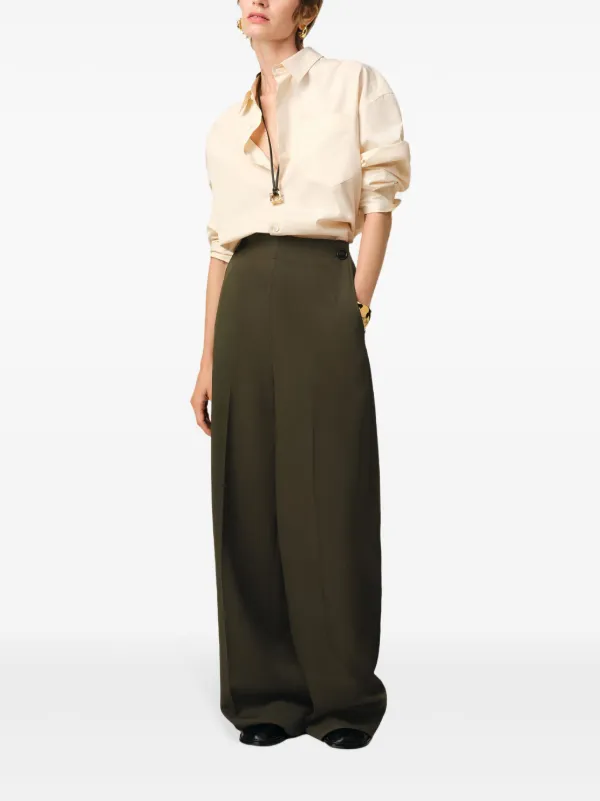 パンツ Ami Paris wide leg trousers AMI PARIS - TAUPE WOOL AND VISCOSE WIDE-LEG TROUSERS – LE