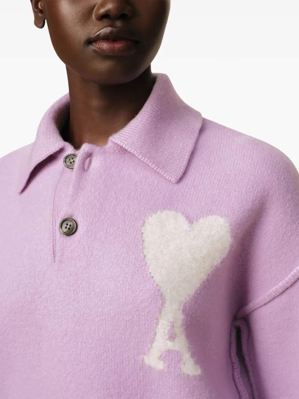 AMI Paris Ami De Coeur ニット ポロシャツ | ピンク | FARFETCH JP