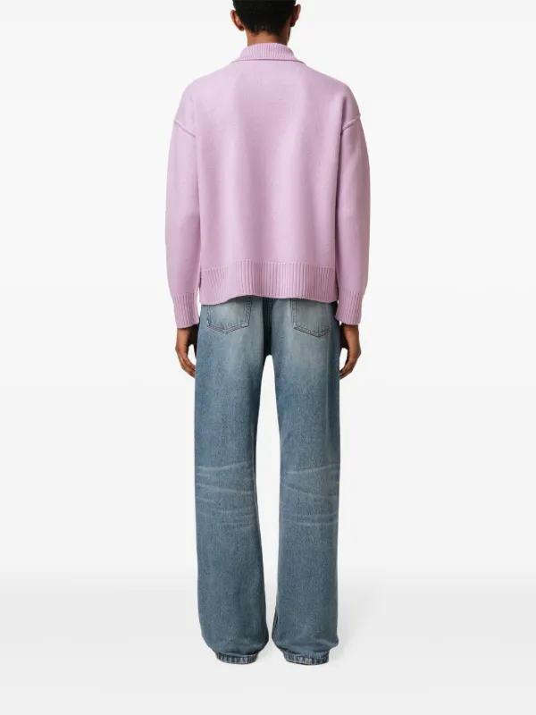 AMI Paris Ami De Coeur ニット ポロシャツ | ピンク | FARFETCH JP