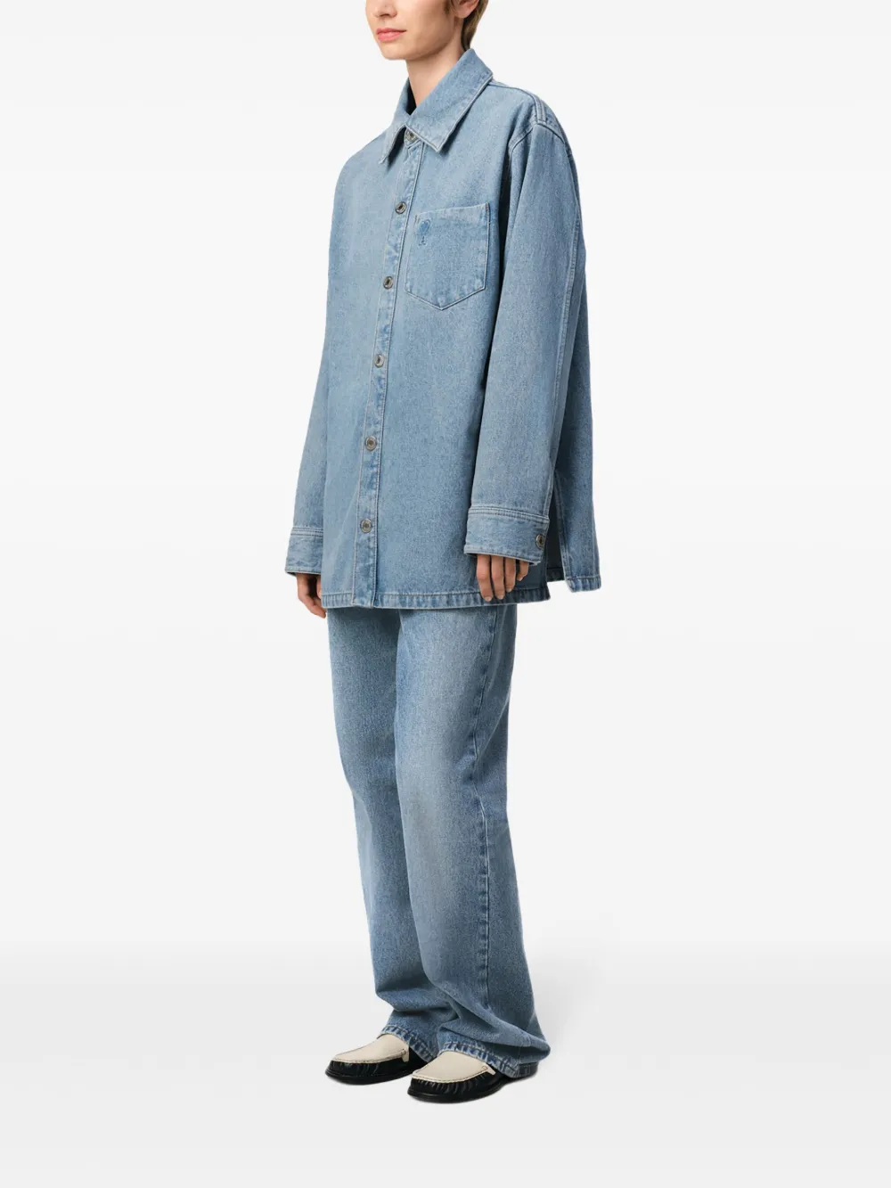 AMI Paris Ami de Coeur shirtjack Blauw