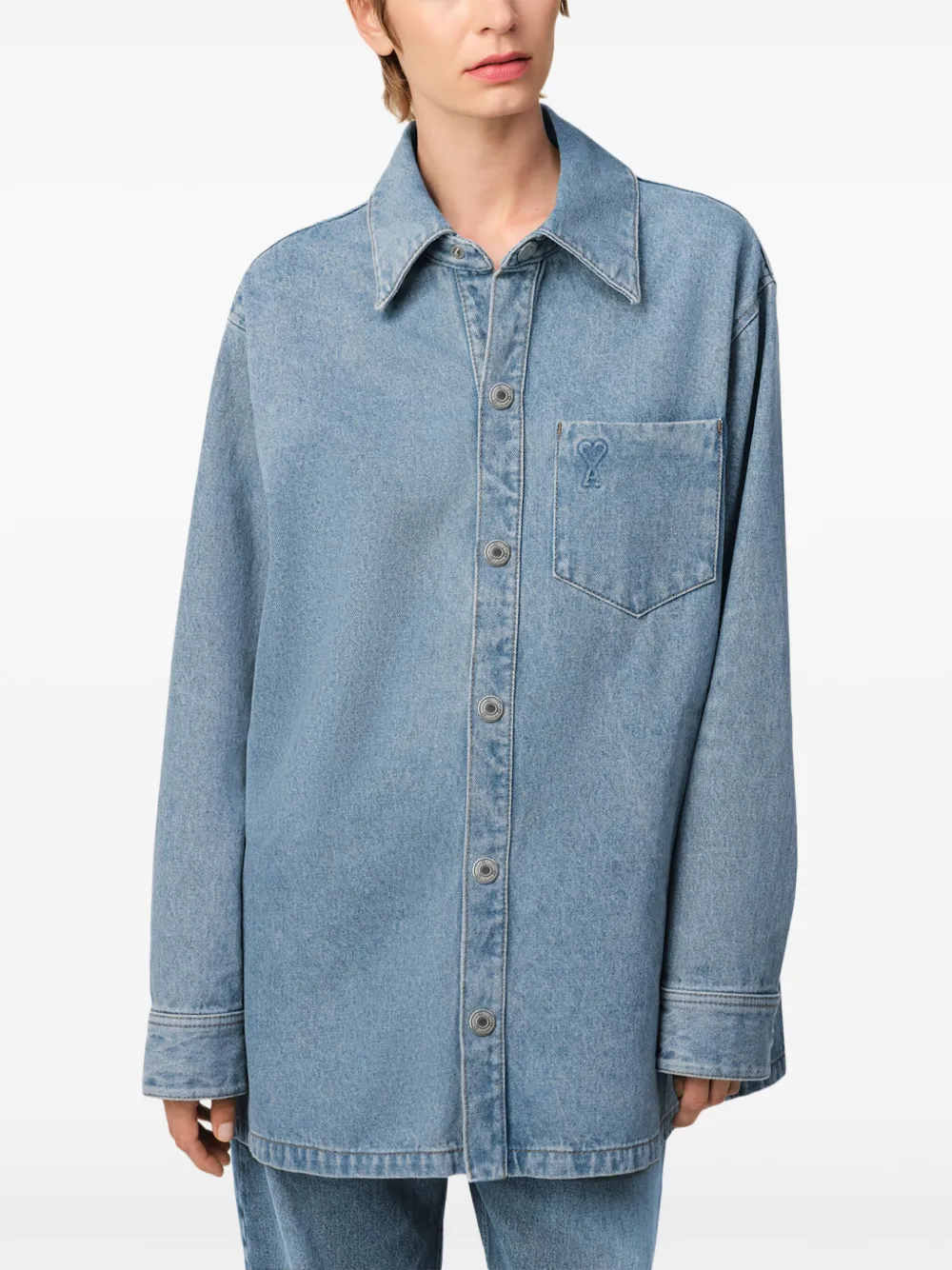 AMI Paris Ami de Coeur shirtjack Blauw