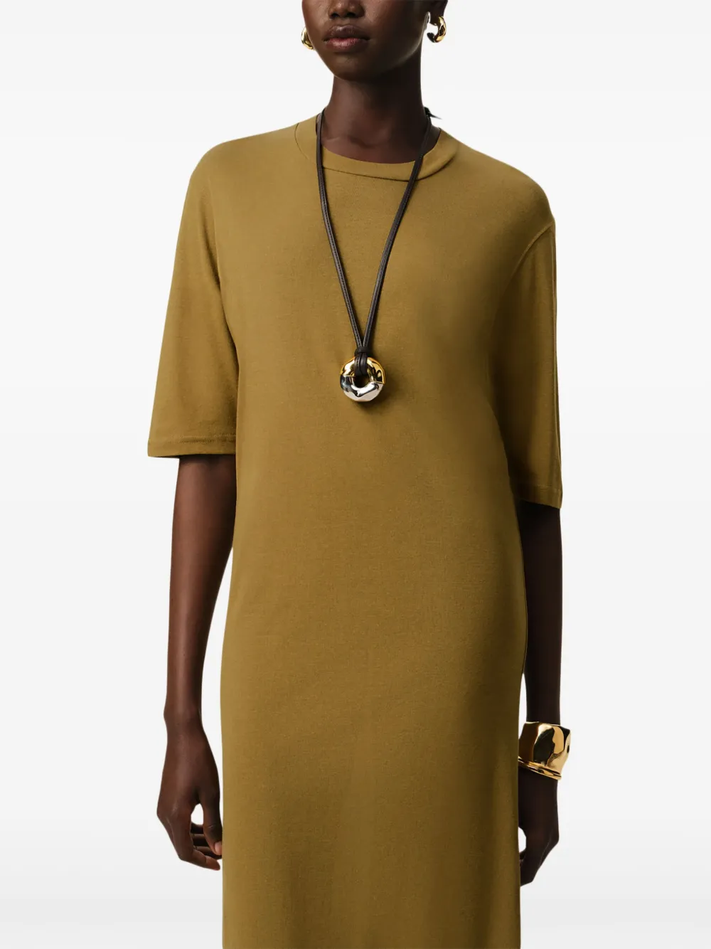 Shop Ami Alexandre Mattiussi Short-sleeve Midi Dress In 中性色