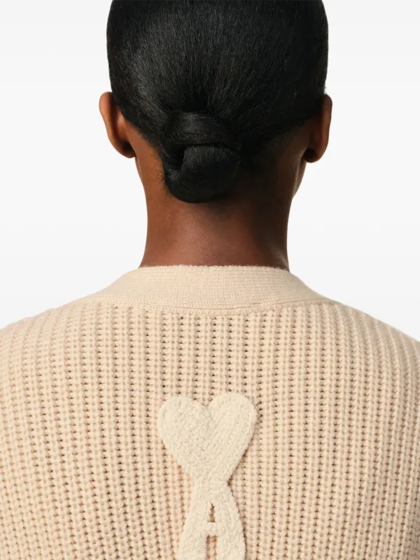 AMI Paris Ribbed Cardigan | Neutrals | FARFETCH