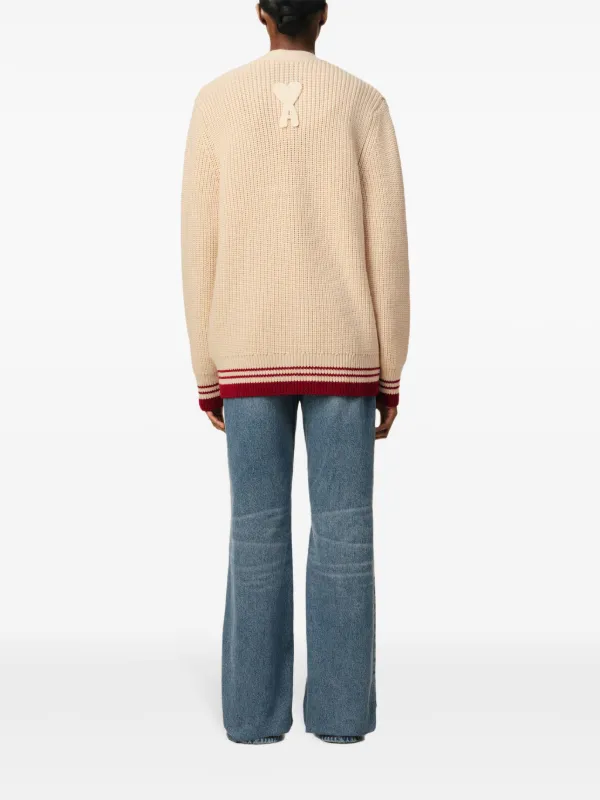 AMI Paris Ribbed Cardigan | Neutrals | FARFETCH