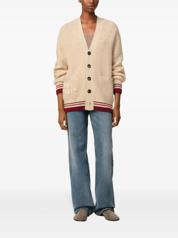 AMI Paris Ribbed Cardigan | Neutrals | FARFETCH