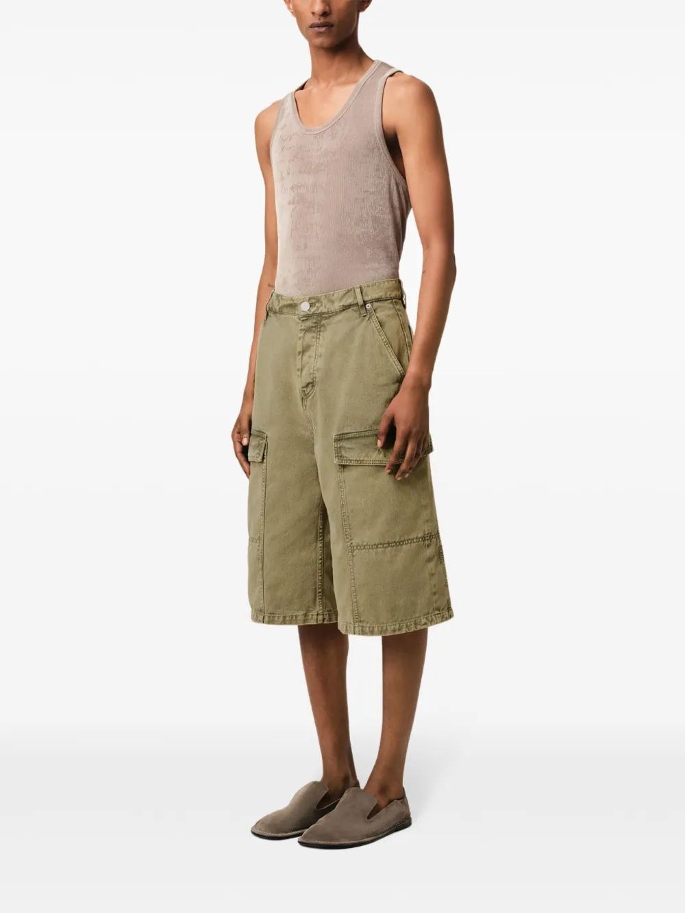 Shop Ami Alexandre Mattiussi Wide-leg Bermuda Shorts In Green