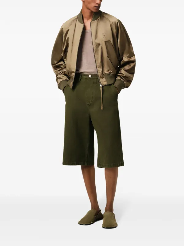 【関税込み】AMI Paris グリーン ポリエステル ショートパンツ AMI Paris ワイド ショートパンツ | グリーン | FARFETCH JP