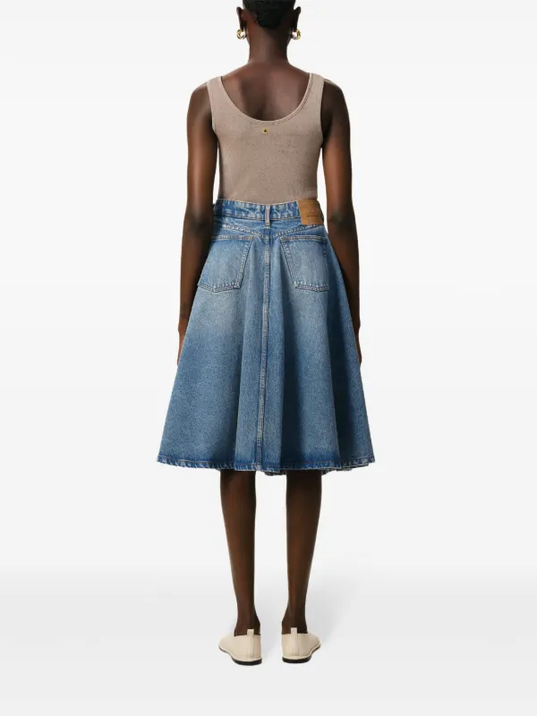 【Ami Paris】デニム ミディ丈 スカート M AMI Paris ゴデットディテール スカート | ブルー | FARFETCH JP