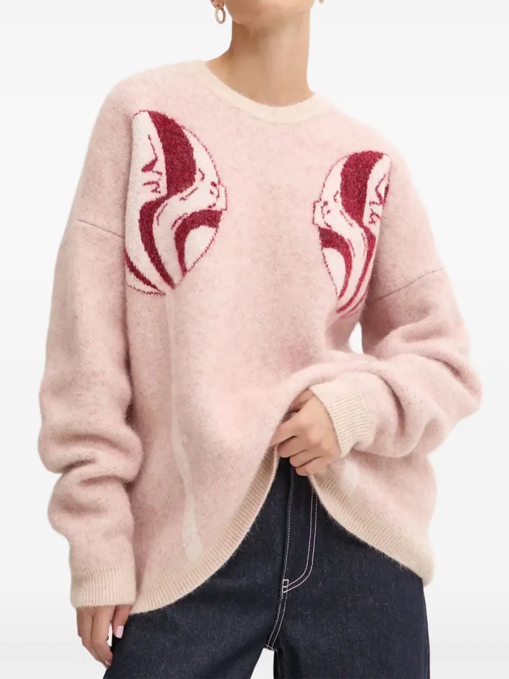 Fiorucci Lollipop-motif Ribbed-hem Sweater In Pink