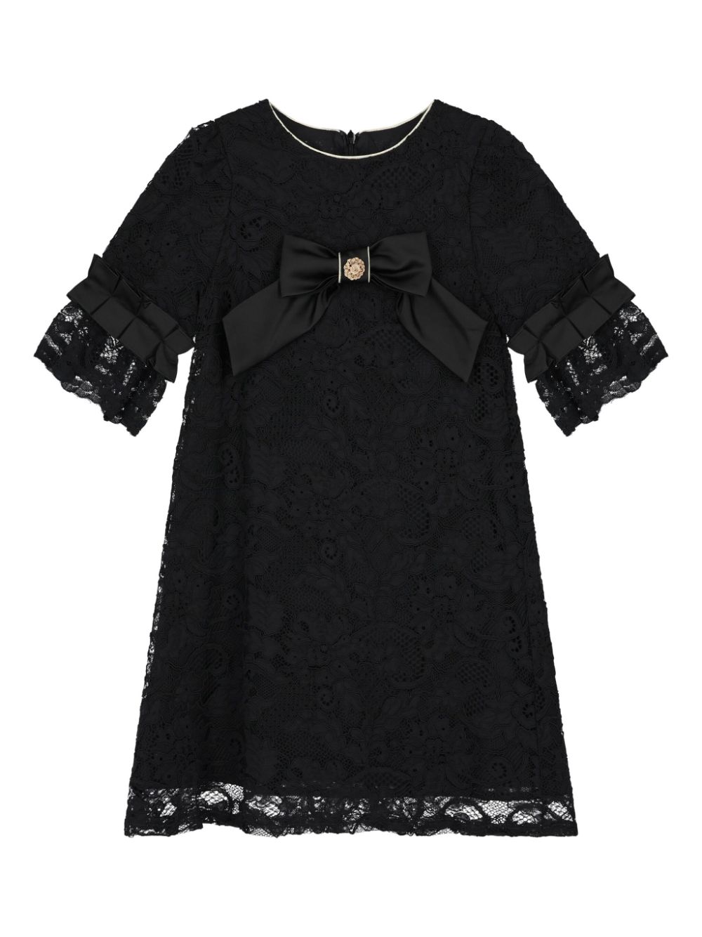 Patachou bow-embellished lace dress - Black