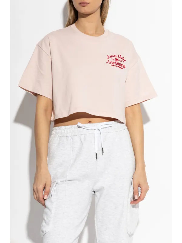 Luxury women's T-shirt - Amiri 22 short white mesh T-shirt