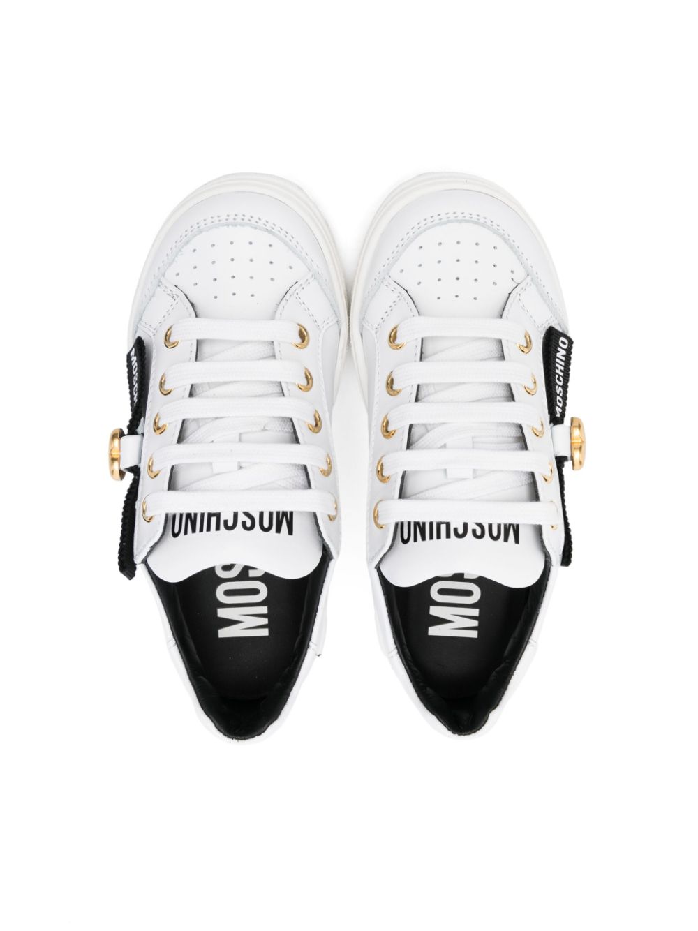 Moschino Kids logo-print strap sneakers Wit