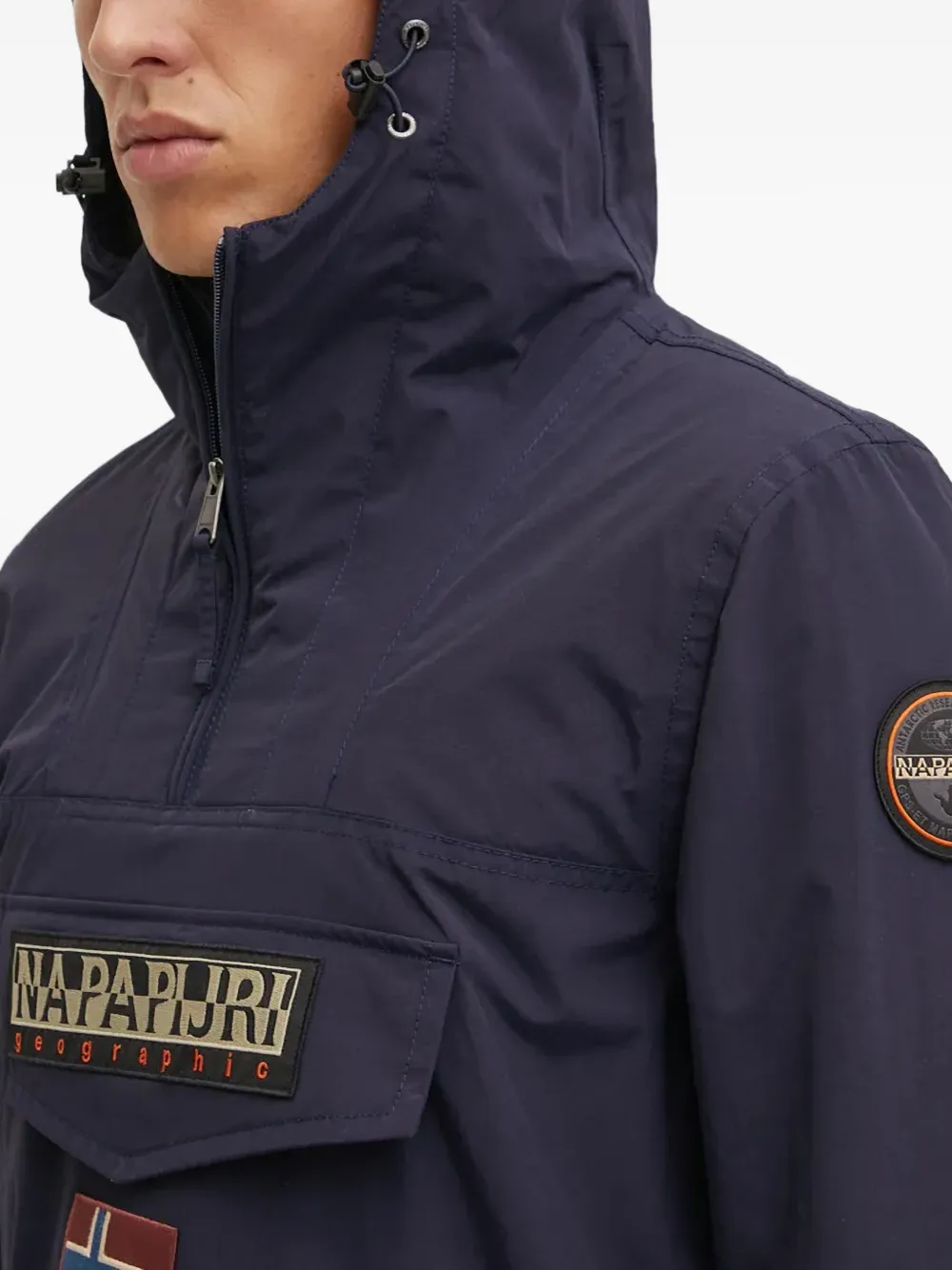 Napapijri Jack met capuchon en logopatch Blauw