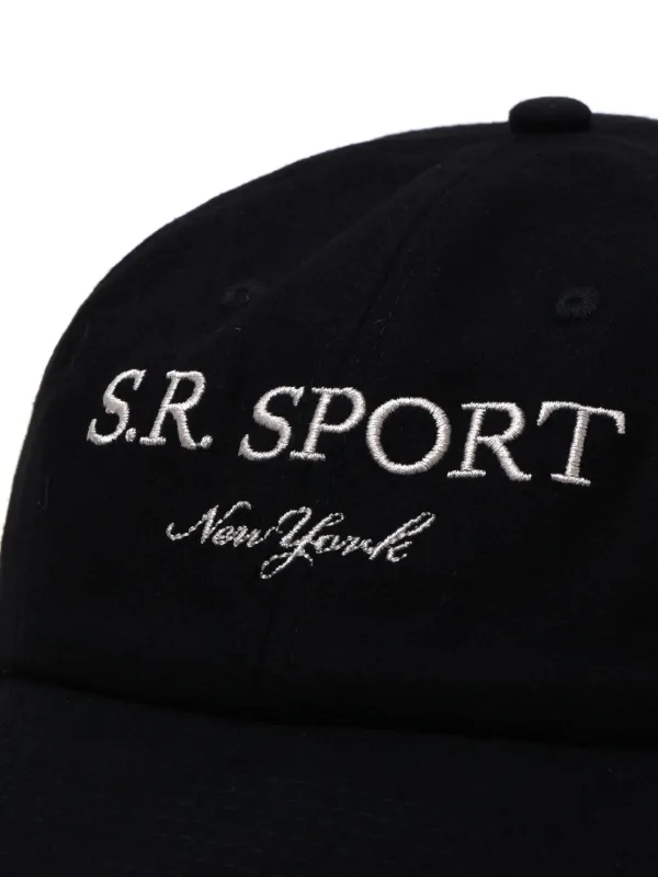 Sporty & Rich S.R. Sport-embroidered Cap | Black | FARFETCH