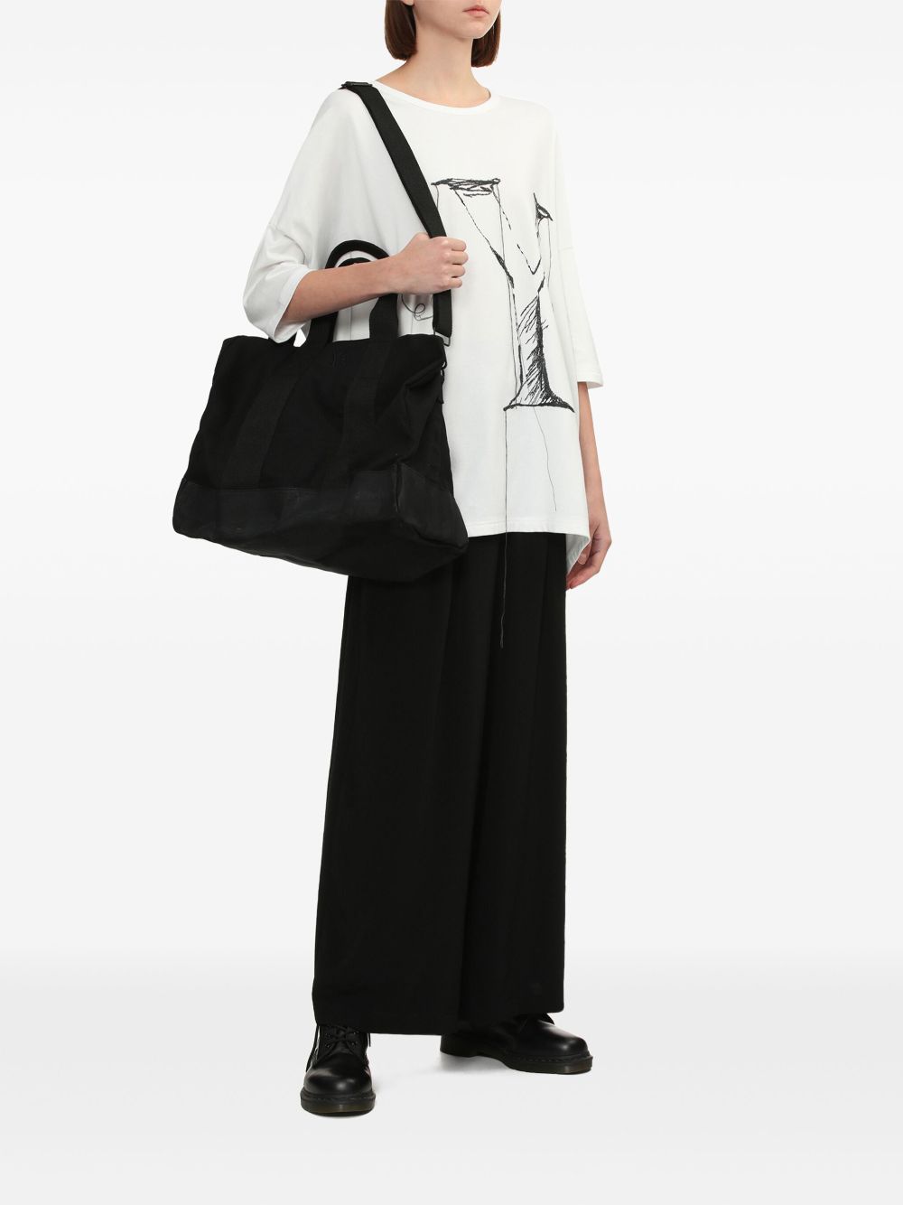 Y's cotton tote bag - Zwart