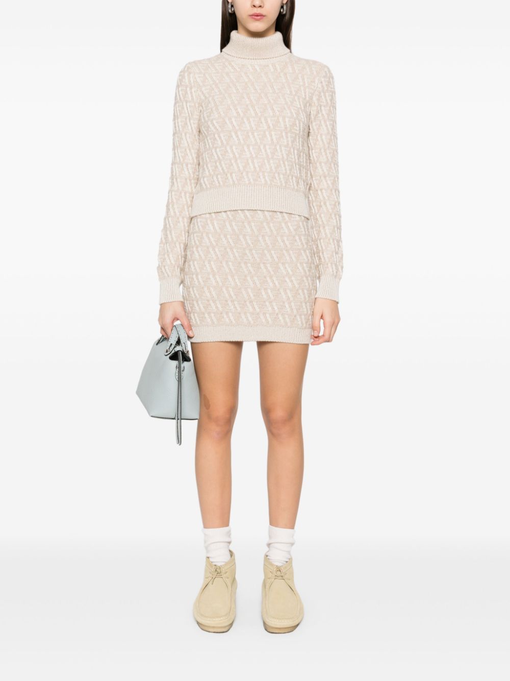 FENDI Mini-rok met FF logo - Beige