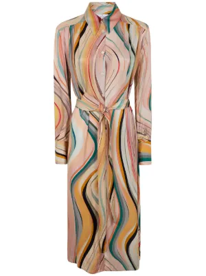 knee length dresses for ladies Stripe Silk Dress main image 0