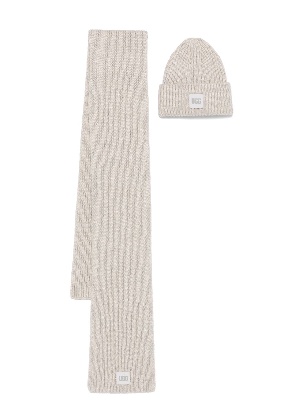 UGG chunky rib knit scarf and beanie set - Grey