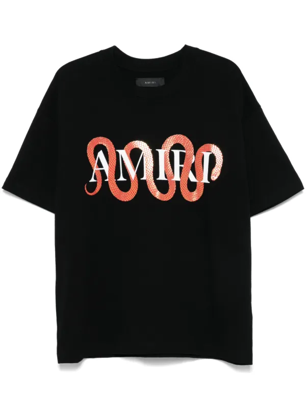 人気 AMIRI Tシャツ スネーク ロゴ コットン 黒 メンズ Amiri Men's Snake Logo T-Shirt | Neiman Marcus