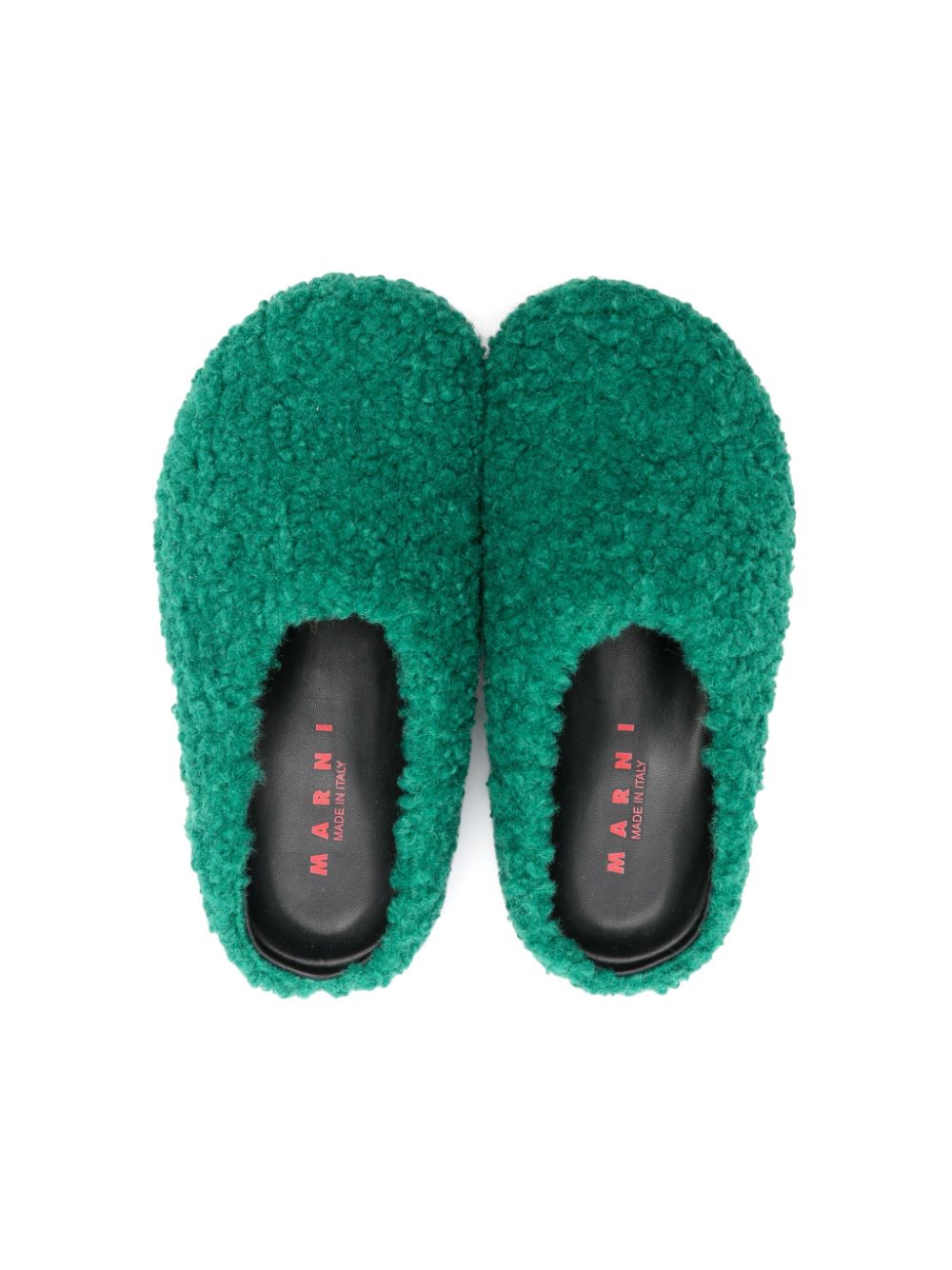 Marni Kids Slippers met imitatie lamswol Groen