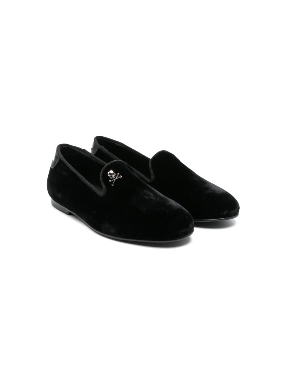 Philipp Plein Junior velvet loafers Zwart