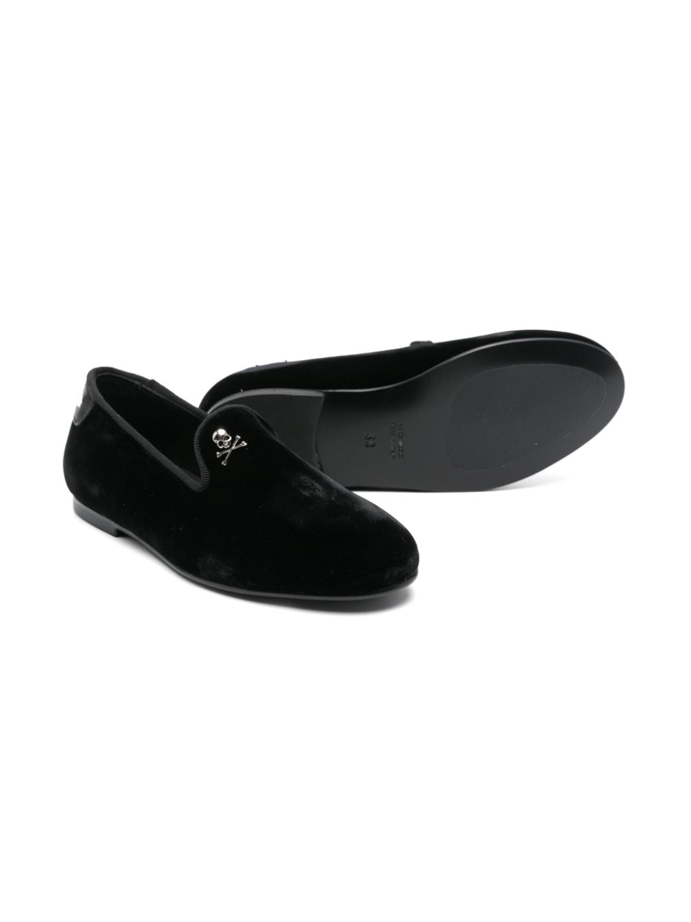 Philipp Plein Junior velvet loafers - Zwart