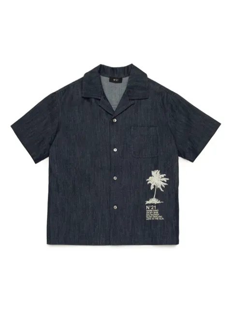 Nº21 Kids Camicia Palem con stampa Palm Tree
