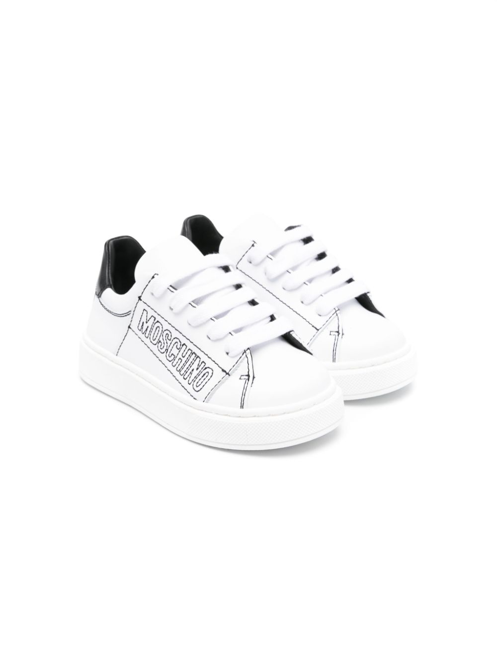 Moschino Kids logo-embroidered sneakers Wit