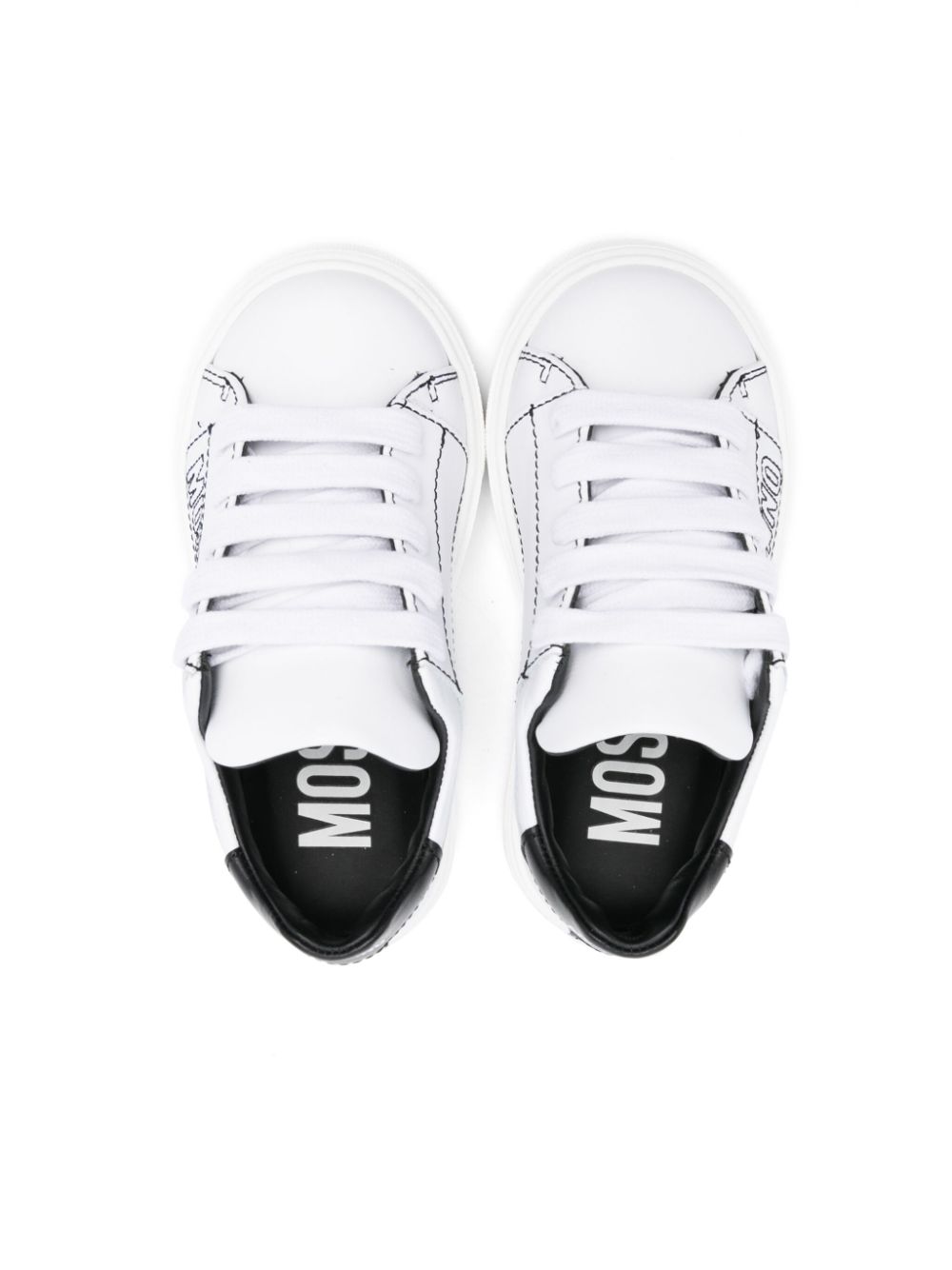 Moschino Kids Sneakers met geborduurd logo Wit