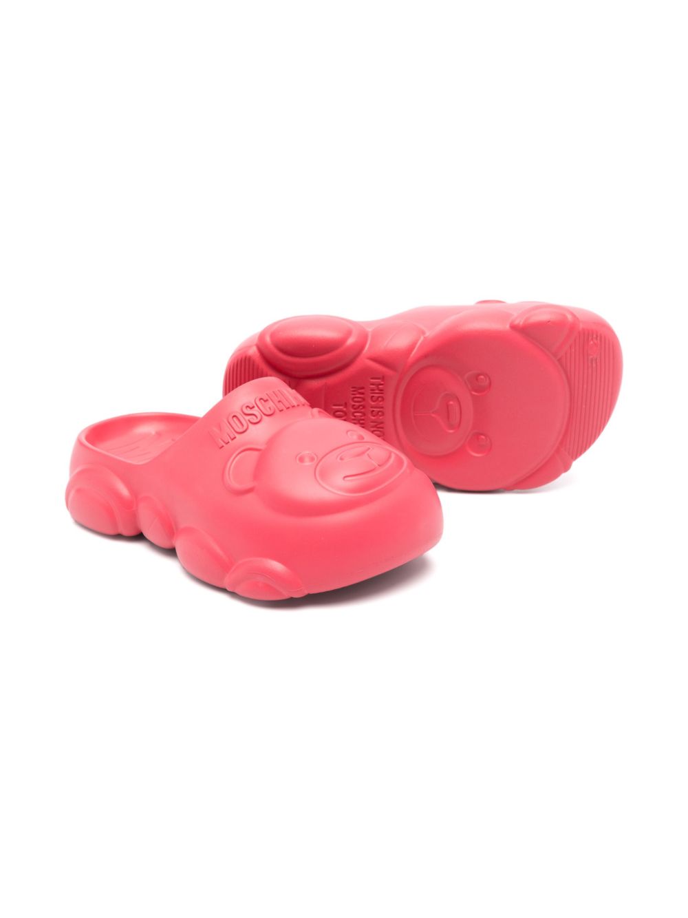 Moschino Kids embossed-logo slides - Pink