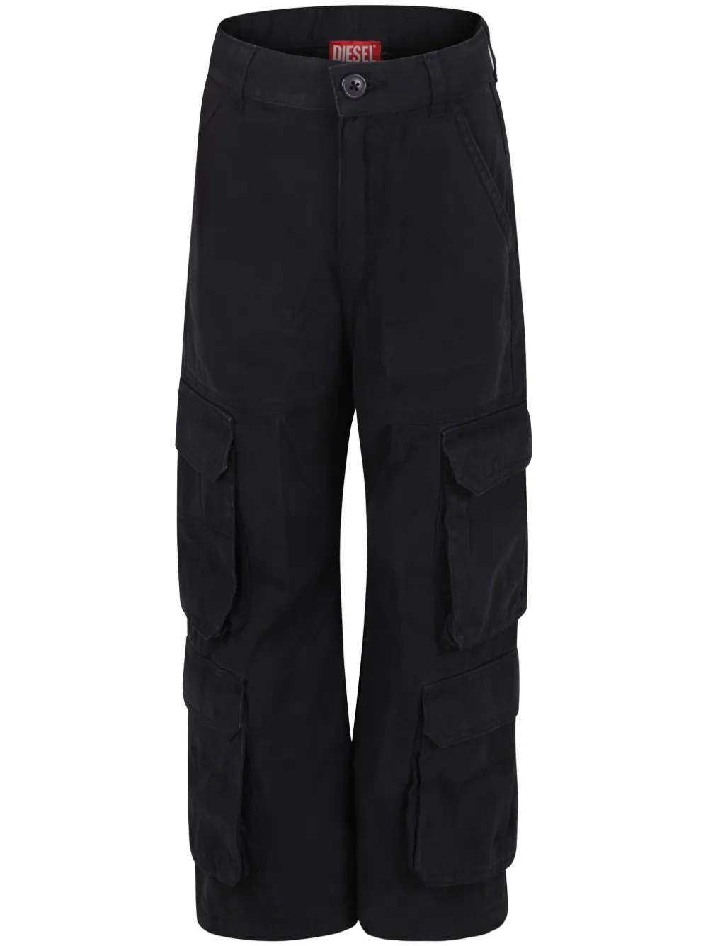 Diesel Cotton Cargo Trousers In Black