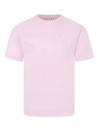 MARNI ピンク Tシャツ 36 Pink cotton T-shirt with bouquet Marni logo | Marni